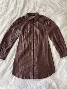 7 For All Mankind Chocolate Brown Faux Leather Dress